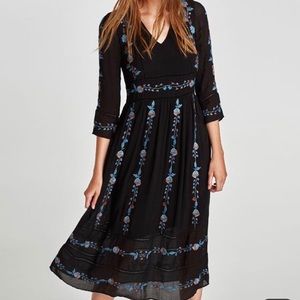 Zara Trafaluc Black Embroidered Dress BNWT